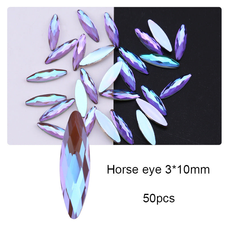 Cross-Border Direct Supply Aurora Phantom Purple Flatback Shaped Rhinestones DIY Nail Art Decorations Wholesale Accessories