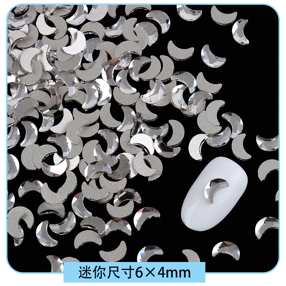 Mini Small Mixed Flatback Multi-Style Shaped Rhinestones Super Sparkle White Glass Nail Art Decorations