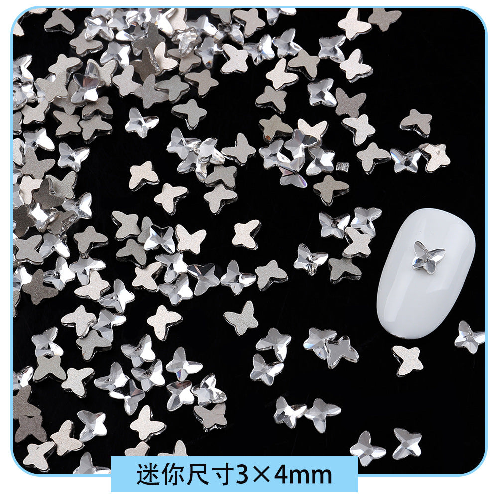 Mini Small Mixed Flatback Multi-Style Shaped Rhinestones Super Sparkle White Glass Nail Art Decorations