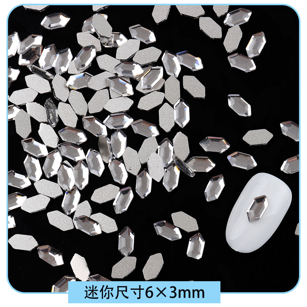 Mini Small Mixed Flatback Multi-Style Shaped Rhinestones Super Sparkle White Glass Nail Art Decorations