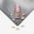 Cross-Border Supply Gold Champagne Flatback Shaped Nail Art Rhinestones Super Sparkle Gel Polish Adhesive Stones Non-Fading Base Color