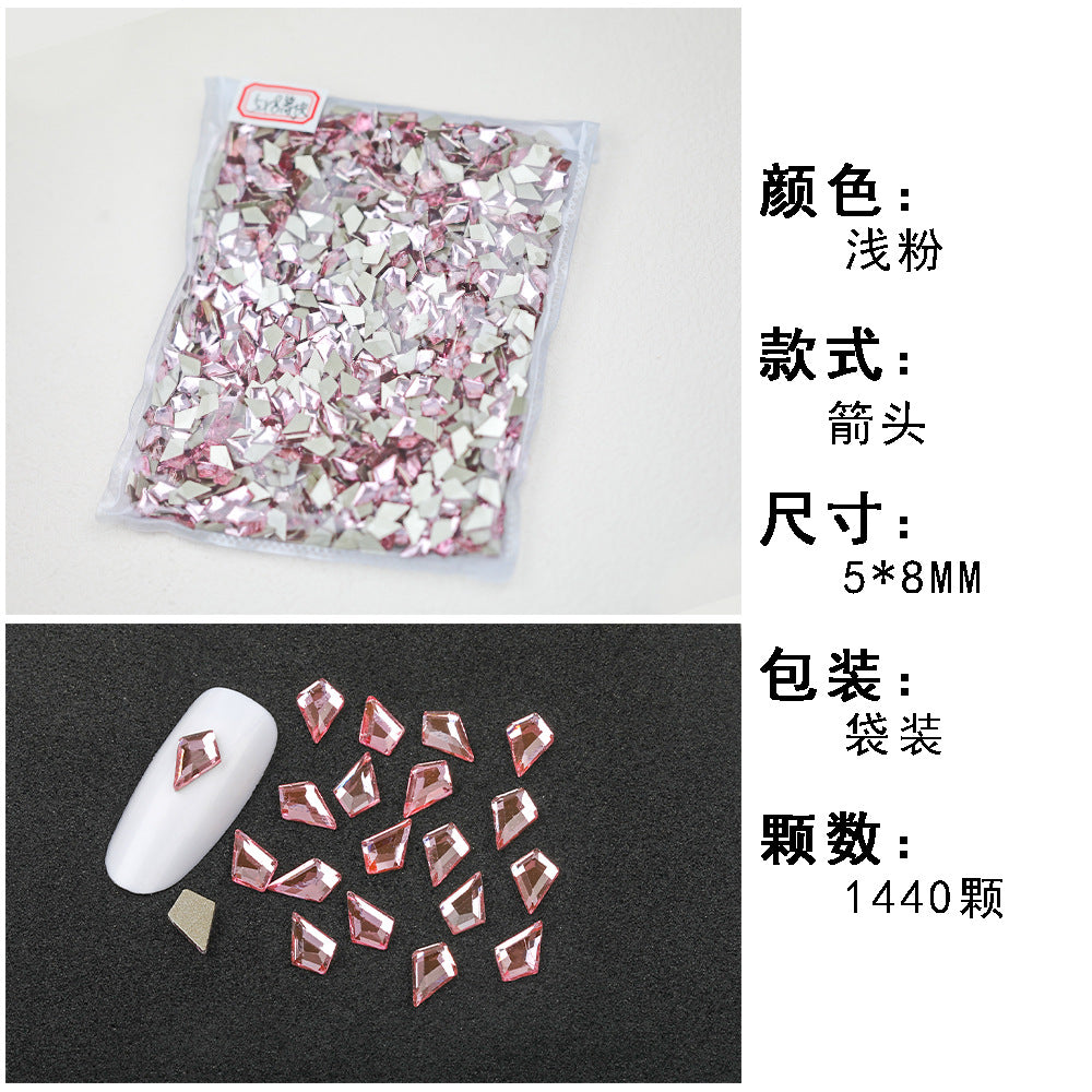 1440 Pcs/Bag Hot-Selling Nail Art Rhinestones: Light Pink Flatback Teardrop Glass Rhinestones | DIY Nail Art Ornaments Wholesale