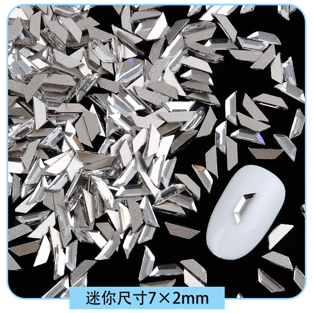 Mini Small Mixed Flatback Multi-Style Shaped Rhinestones Super Sparkle White Glass Nail Art Decorations