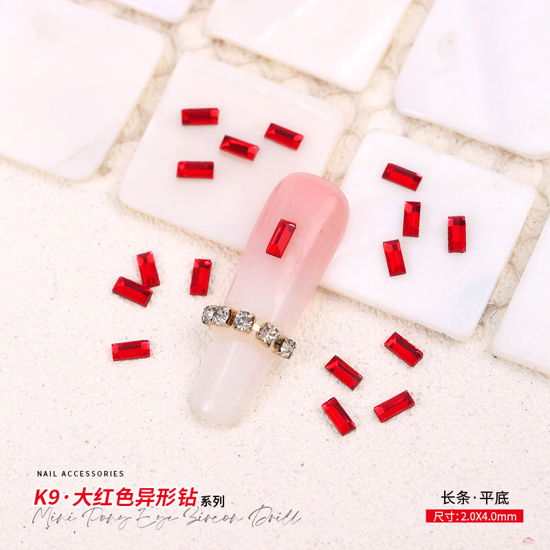 Red Small Flatback Shaped Rhinestones: Heart, Teardrop, Butterfly, Marquise | Christmas & New Year Nail Art Glass Ornaments | Factory Wholesale