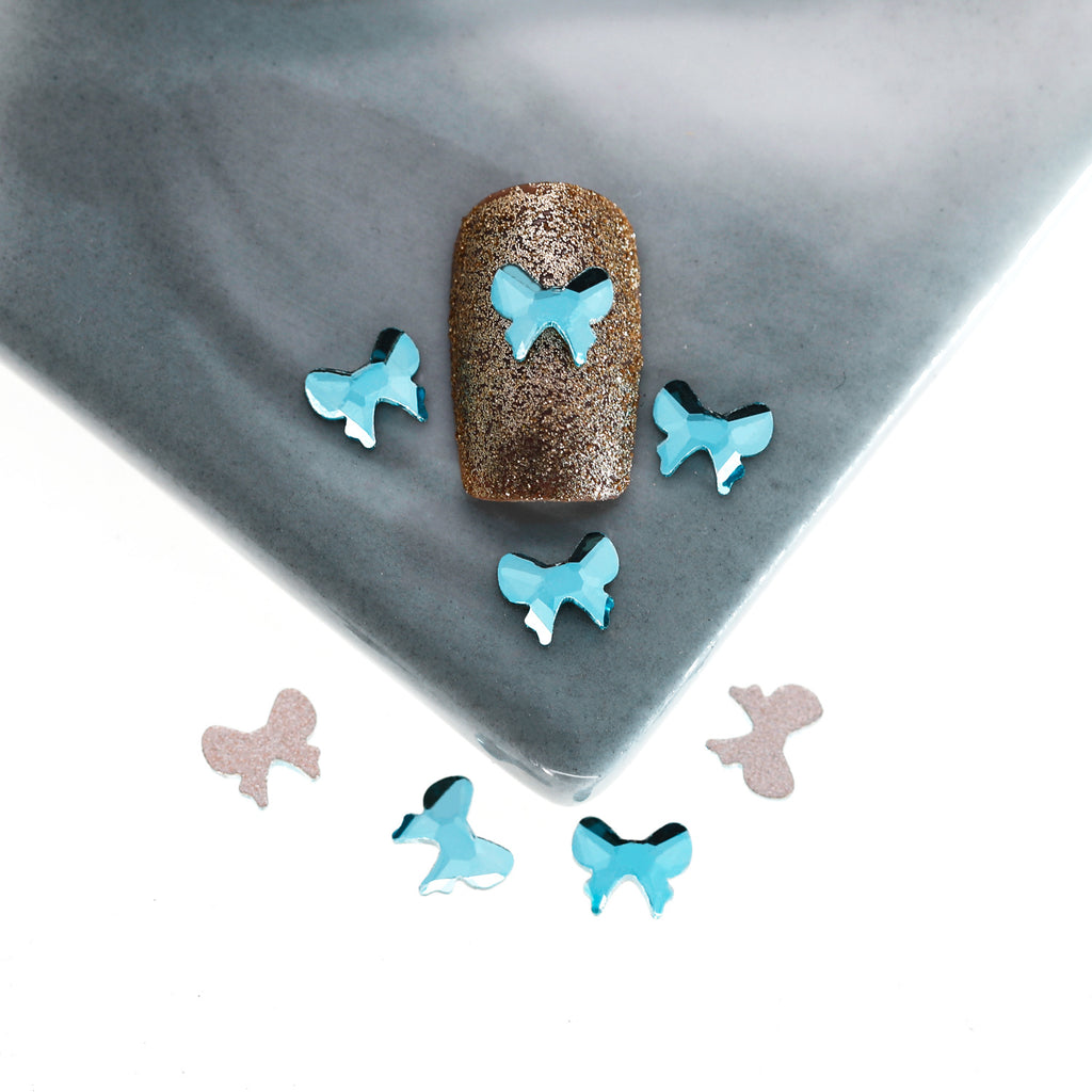 Lake Blue Small Flatback Shaped Rhinestones: Blue Rhombus, Marquise, Teardrop, Heart | Nail Art Glass Ornaments Wholesale