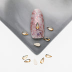 Cross-Border Supply Gold Champagne Flatback Shaped Nail Art Rhinestones Super Sparkle Gel Polish Adhesive Stones Non-Fading Base Color