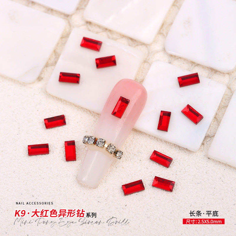 Red Small Flatback Shaped Rhinestones: Heart, Teardrop, Butterfly, Marquise | Christmas & New Year Nail Art Glass Ornaments | Factory Wholesale