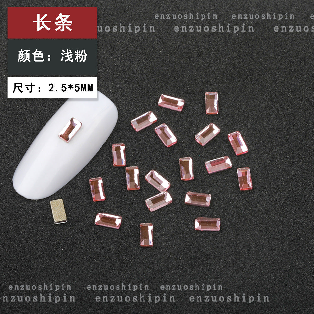 New Hot-Selling Light Pink Gold Base Flatback Shaped Marquise Teardrop Glass Rhinestones DIY Nail Art Accessories Wholesale