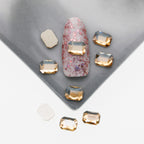 Cross-Border Supply Gold Champagne Flatback Shaped Nail Art Rhinestones Super Sparkle Gel Polish Adhesive Stones Non-Fading Base Color