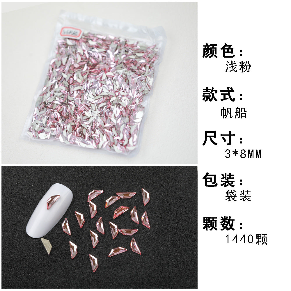 1440 Pcs/Bag Hot-Selling Nail Art Rhinestones: Light Pink Flatback Teardrop Glass Rhinestones | DIY Nail Art Ornaments Wholesale