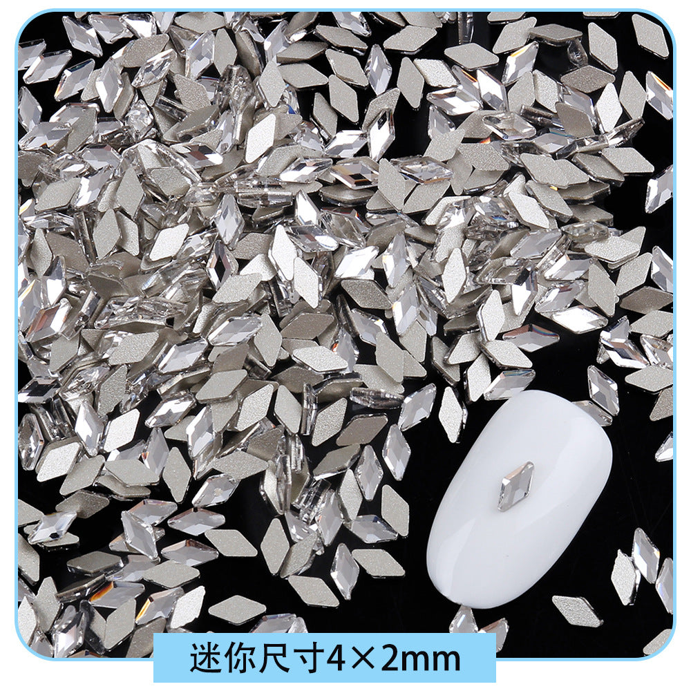 Mini Small Mixed Flatback Multi-Style Shaped Rhinestones Super Sparkle White Glass Nail Art Decorations