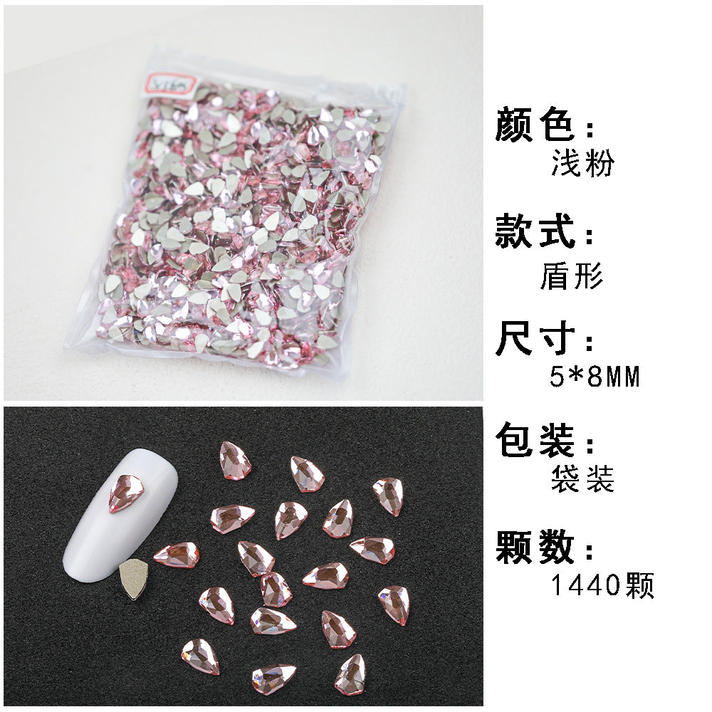 1440 Pcs/Bag Hot-Selling Nail Art Rhinestones: Light Pink Flatback Teardrop Glass Rhinestones | DIY Nail Art Ornaments Wholesale