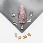 Cross-Border Supply Gold Champagne Flatback Shaped Nail Art Rhinestones Super Sparkle Gel Polish Adhesive Stones Non-Fading Base Color