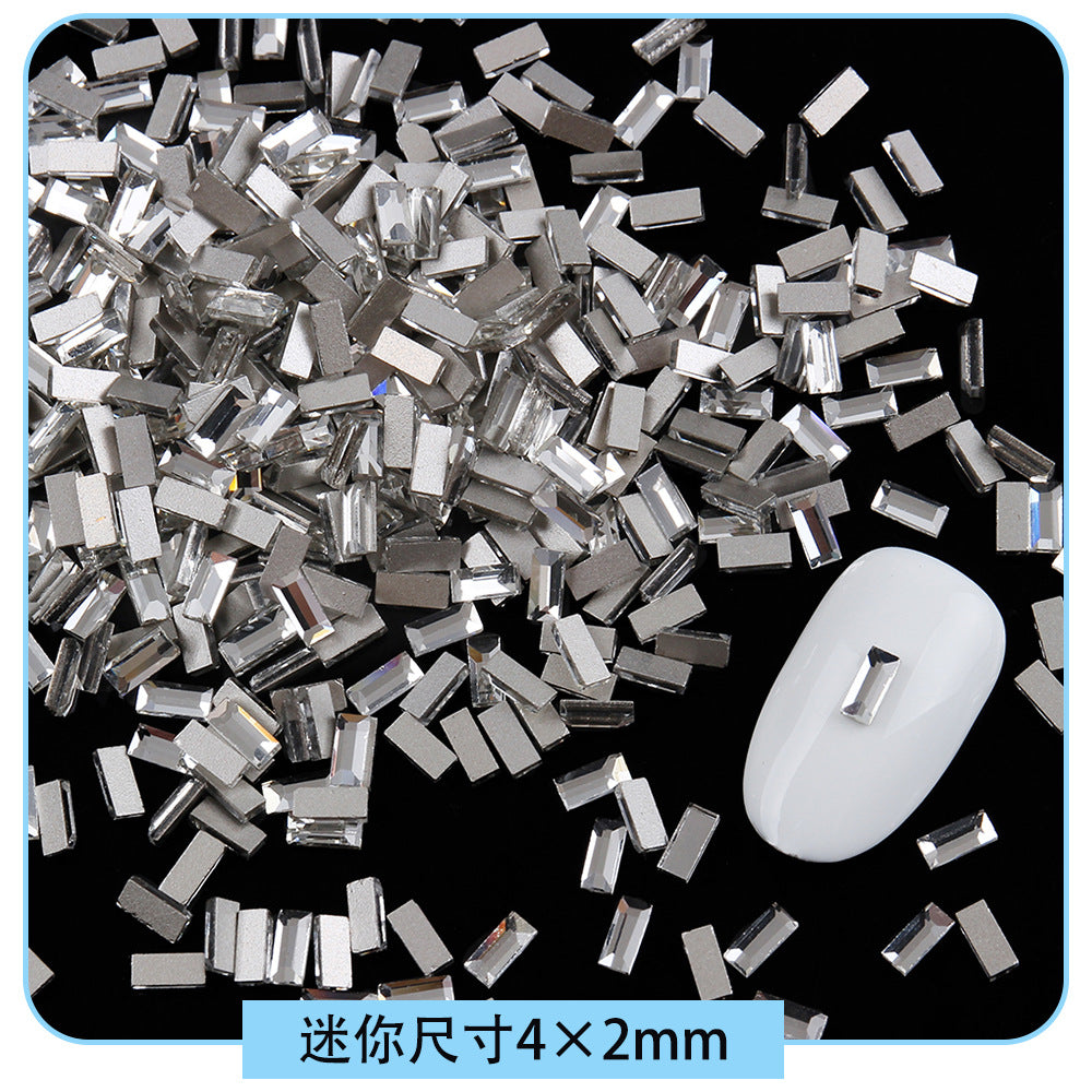 Mini Small Mixed Flatback Multi-Style Shaped Rhinestones Super Sparkle White Glass Nail Art Decorations