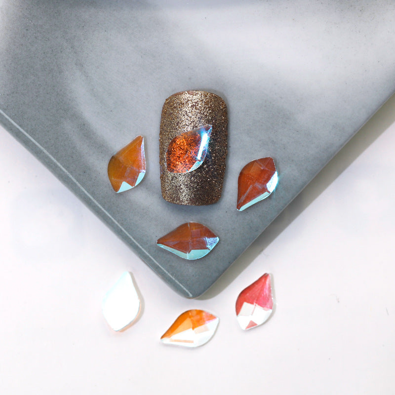 Factory Direct Wen Jingling Style Aurora Glass Stones Flatback Shaped Aurora Transparent Rhinestones Nail Art Accessories