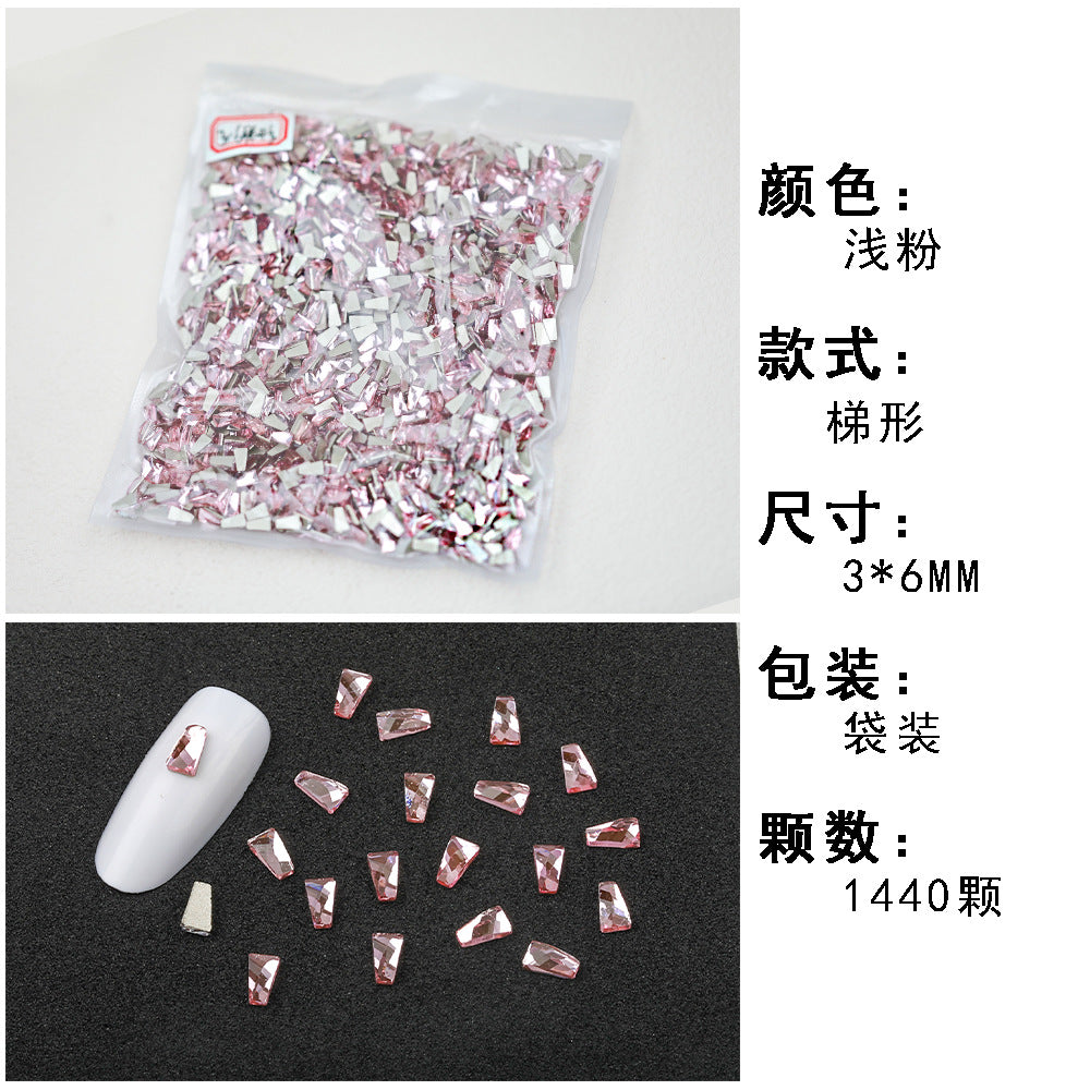 1440 Pcs/Bag Hot-Selling Nail Art Rhinestones: Light Pink Flatback Teardrop Glass Rhinestones | DIY Nail Art Ornaments Wholesale