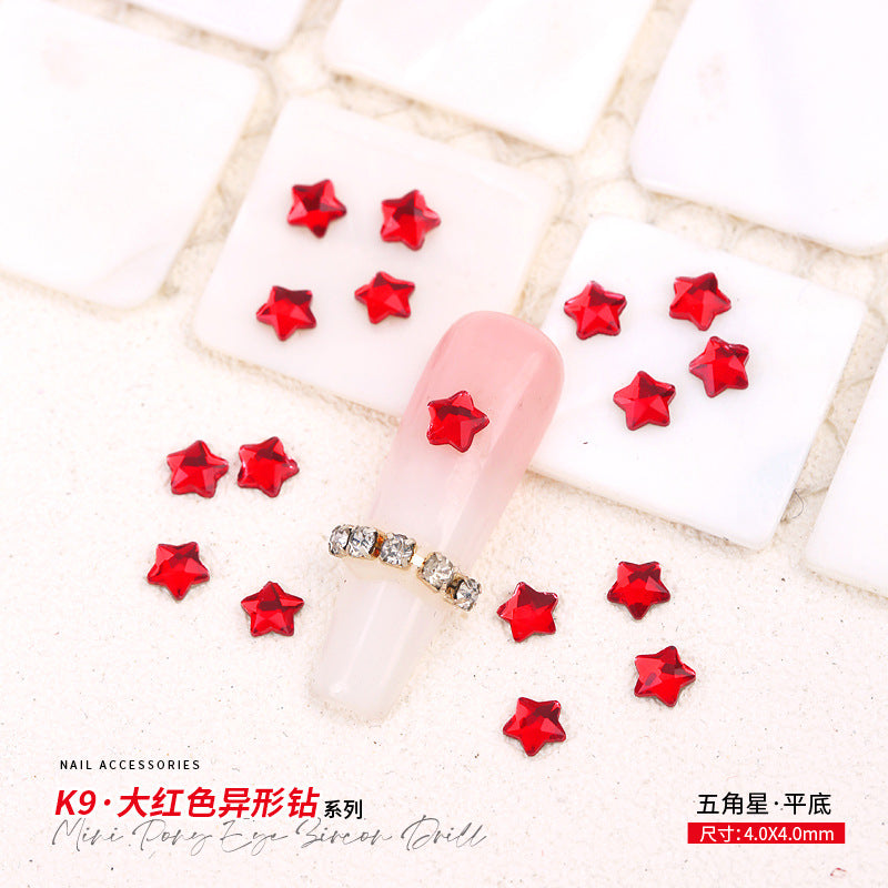 Red Small Flatback Shaped Rhinestones: Heart, Teardrop, Butterfly, Marquise | Christmas & New Year Nail Art Glass Ornaments | Factory Wholesale