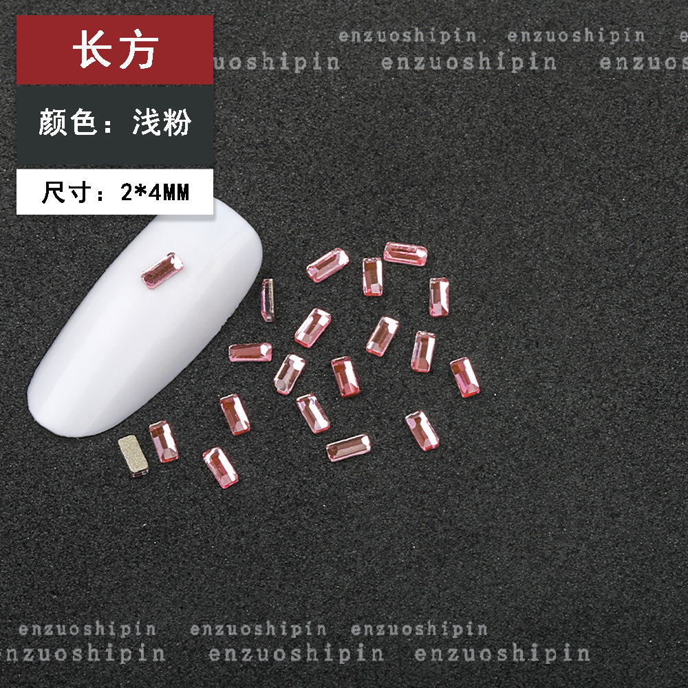 New hot-selling nail art rhinestones, light pink gold base, flat bottom, irregular shape, marquise, teardrop glass rhinestones, DIY nail art accessories wholesale.