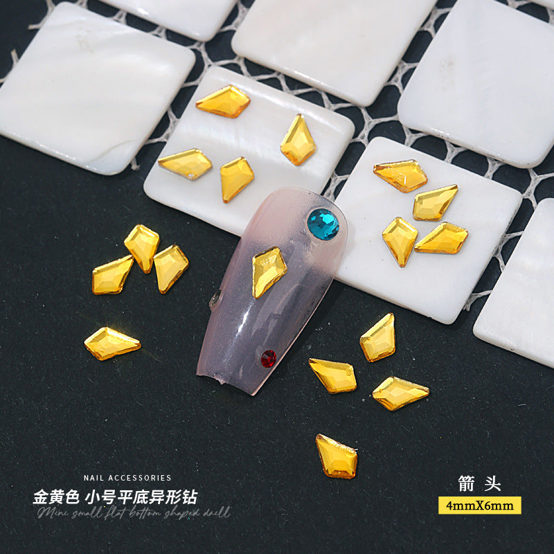 Small Golden Yellow Flatback Shaped Rhinestones Yellow Heart Butterfly Marquise Glass Crystal Nail Art Decorations Wholesale