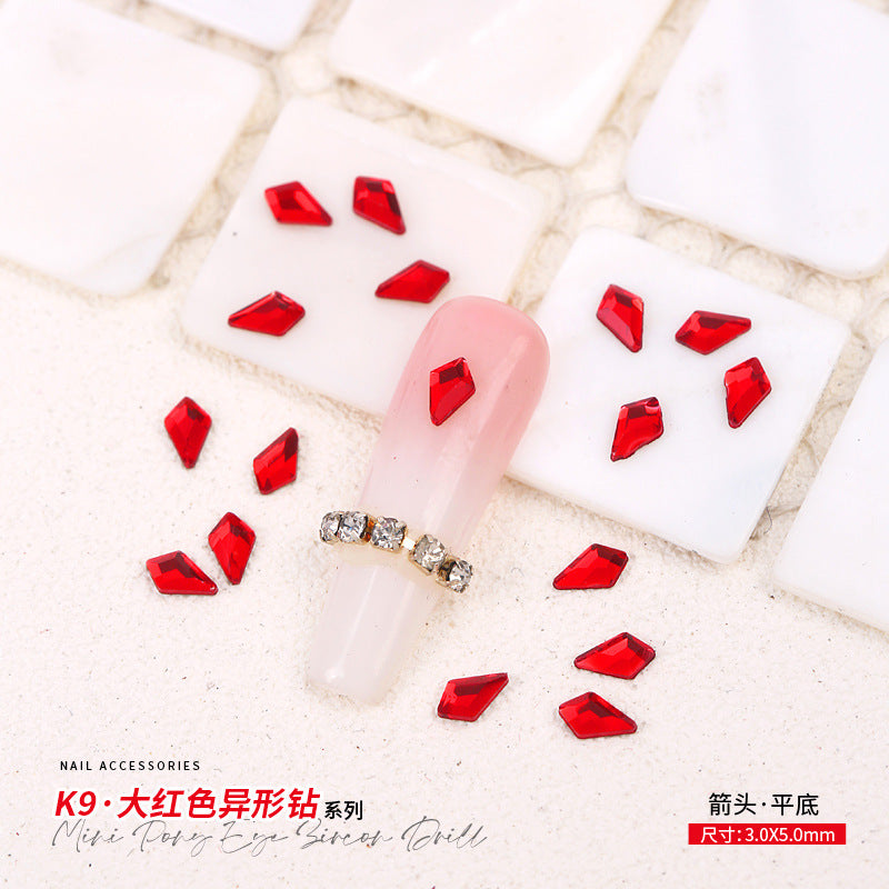 Red Small Flatback Shaped Rhinestones: Heart, Teardrop, Butterfly, Marquise | Christmas & New Year Nail Art Glass Ornaments | Factory Wholesale