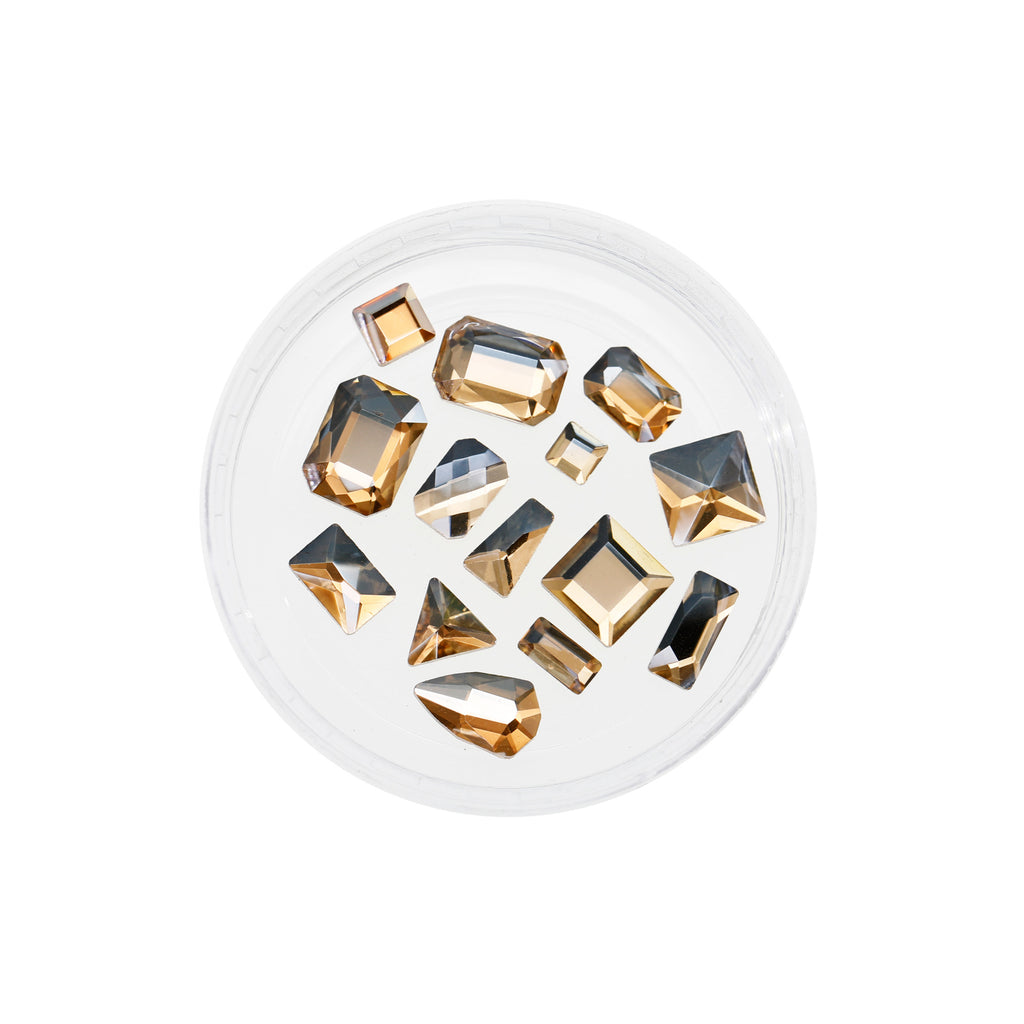 Cross-Border Supply Gold Champagne Flatback Shaped Nail Art Rhinestones Super Sparkle Gel Polish Adhesive Stones Non-Fading Base Color