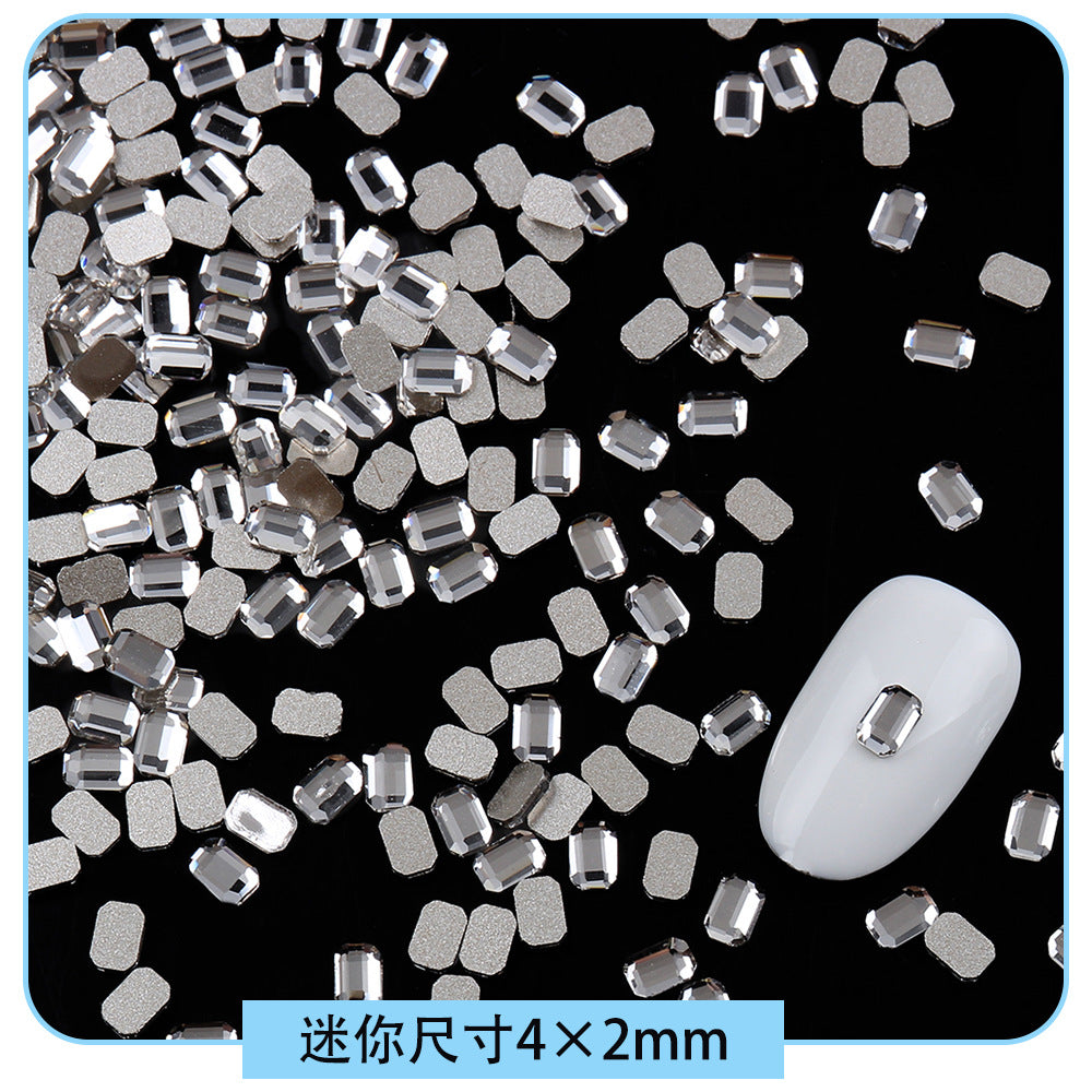Mini Small Mixed Flatback Multi-Style Shaped Rhinestones Super Sparkle White Glass Nail Art Decorations