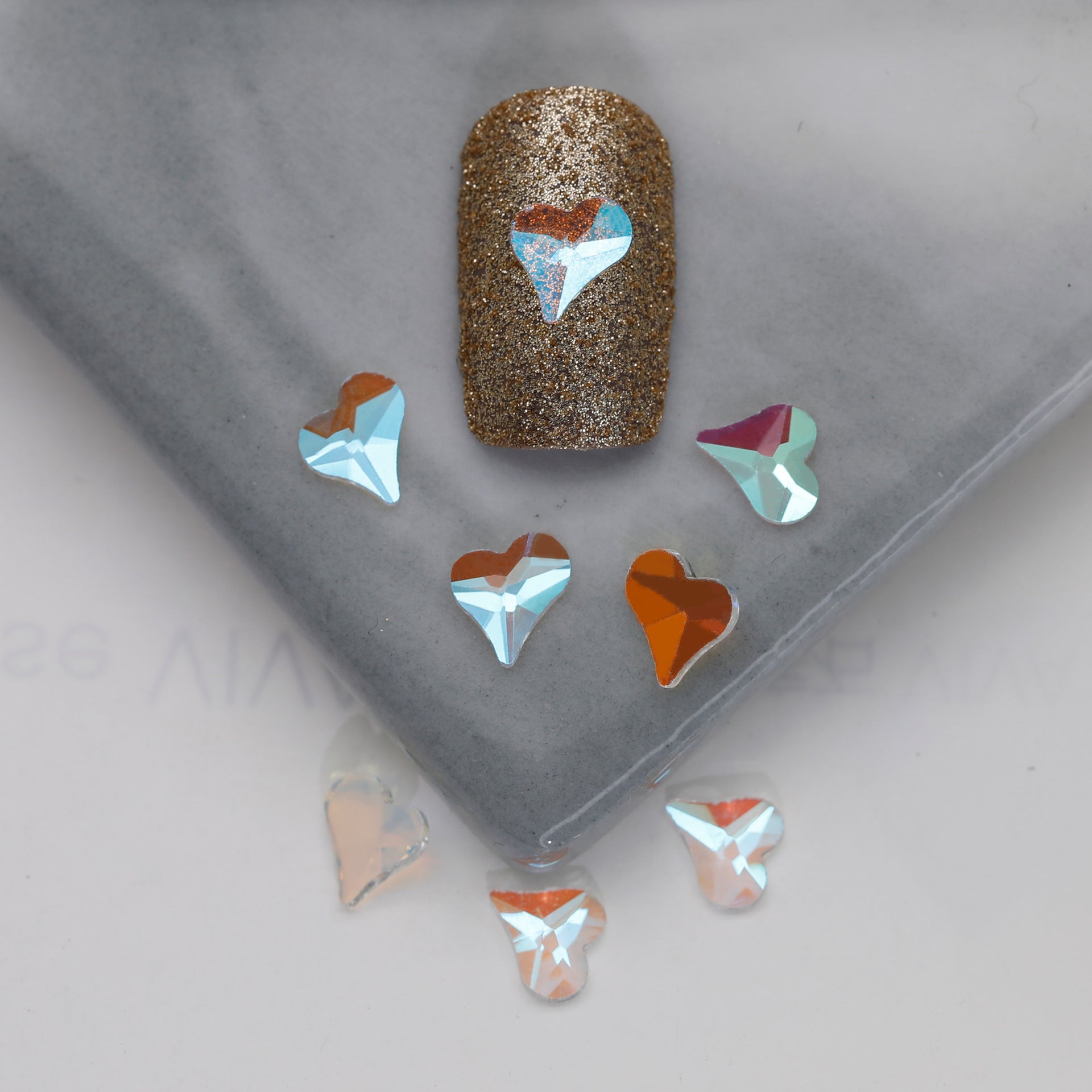 Factory Direct Wen Jingling Style Aurora Glass Stones Flatback Shaped Aurora Transparent Rhinestones Nail Art Accessories