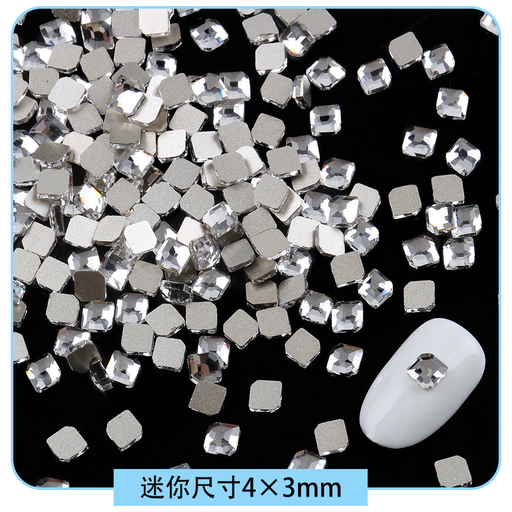 Mini Small Mixed Flatback Multi-Style Shaped Rhinestones Super Sparkle White Glass Nail Art Decorations
