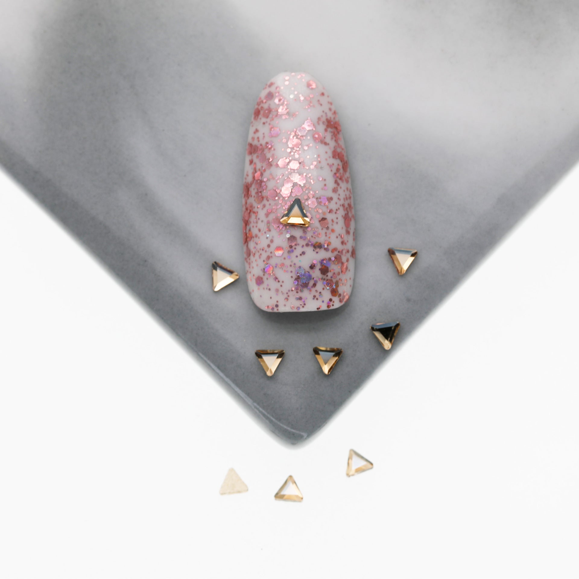 Cross-Border Supply Gold Champagne Flatback Shaped Nail Art Rhinestones Super Sparkle Gel Polish Adhesive Stones Non-Fading Base Color