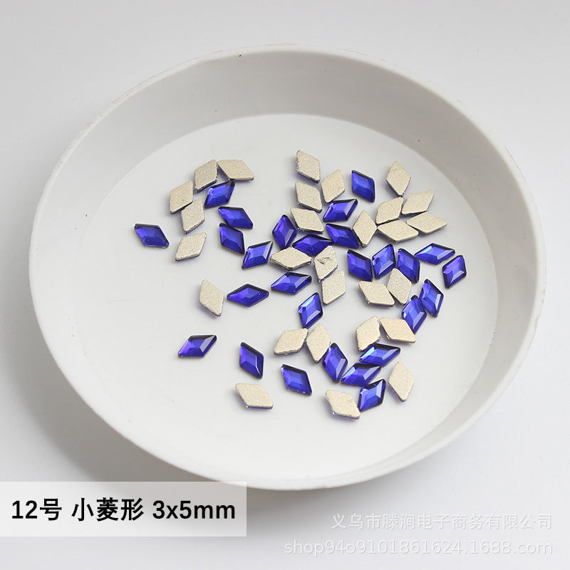 Flatback Shaped Rhinestones Series Deep Blue Colorful Nail Art Decorations Royal Blue Flatback Nail Rhinestones Wholesale Price