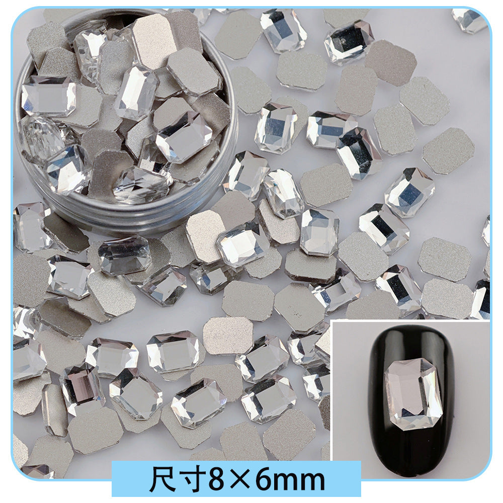 Mini Small Mixed Flatback Multi-Style Shaped Rhinestones Super Sparkle White Glass Nail Art Decorations