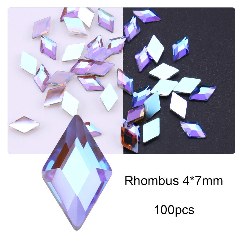 Cross-Border Direct Supply Aurora Phantom Purple Flatback Shaped Rhinestones DIY Nail Art Decorations Wholesale Accessories