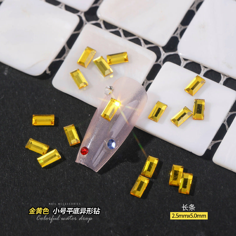Small Golden Yellow Flatback Shaped Rhinestones Yellow Heart Butterfly Marquise Glass Crystal Nail Art Decorations Wholesale
