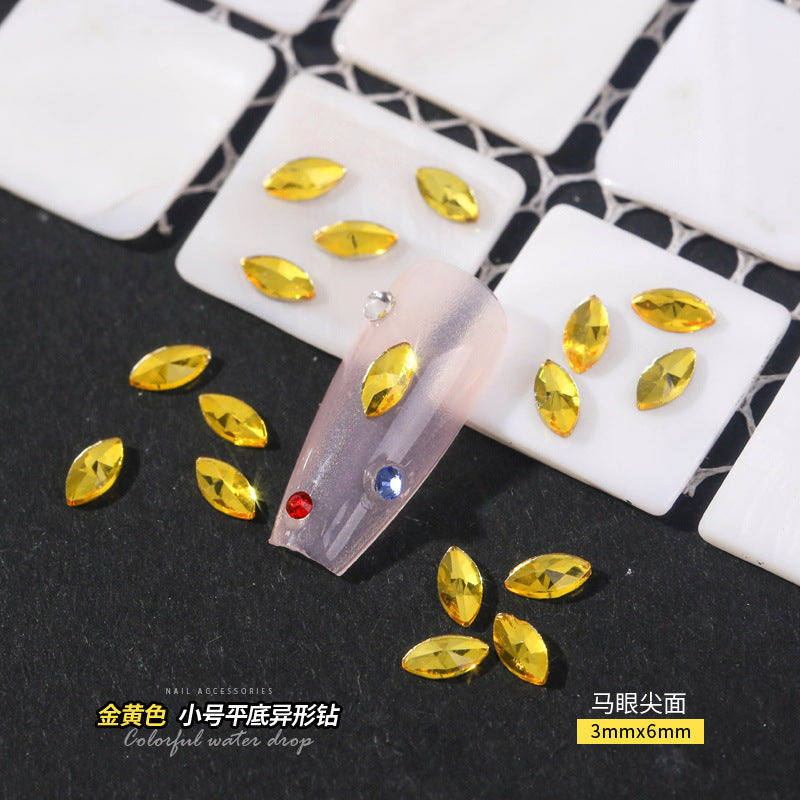 Small Golden Yellow Flatback Shaped Rhinestones Yellow Heart Butterfly Marquise Glass Crystal Nail Art Decorations Wholesale