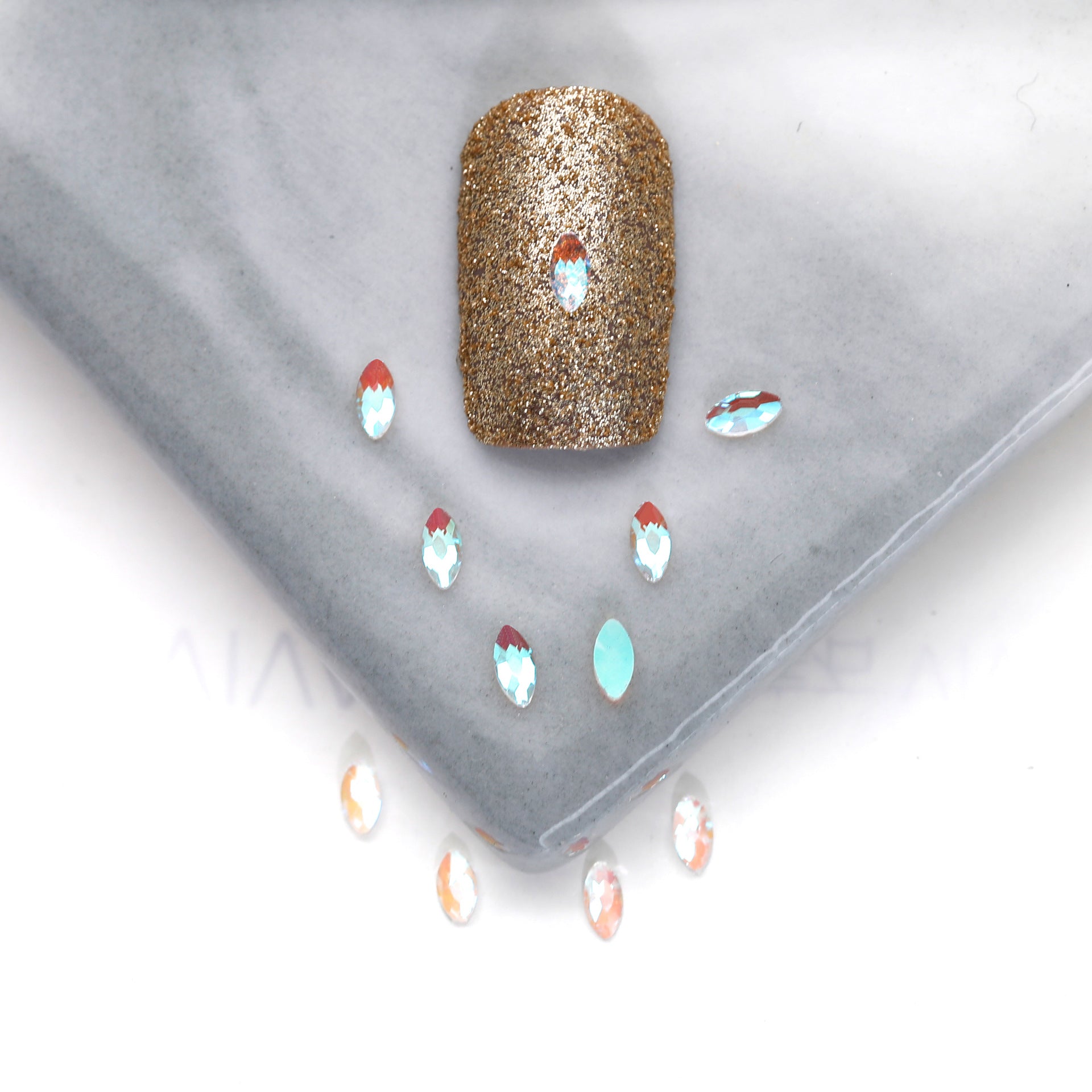 Factory Direct Wen Jingling Style Aurora Glass Stones Flatback Shaped Aurora Transparent Rhinestones Nail Art Accessories