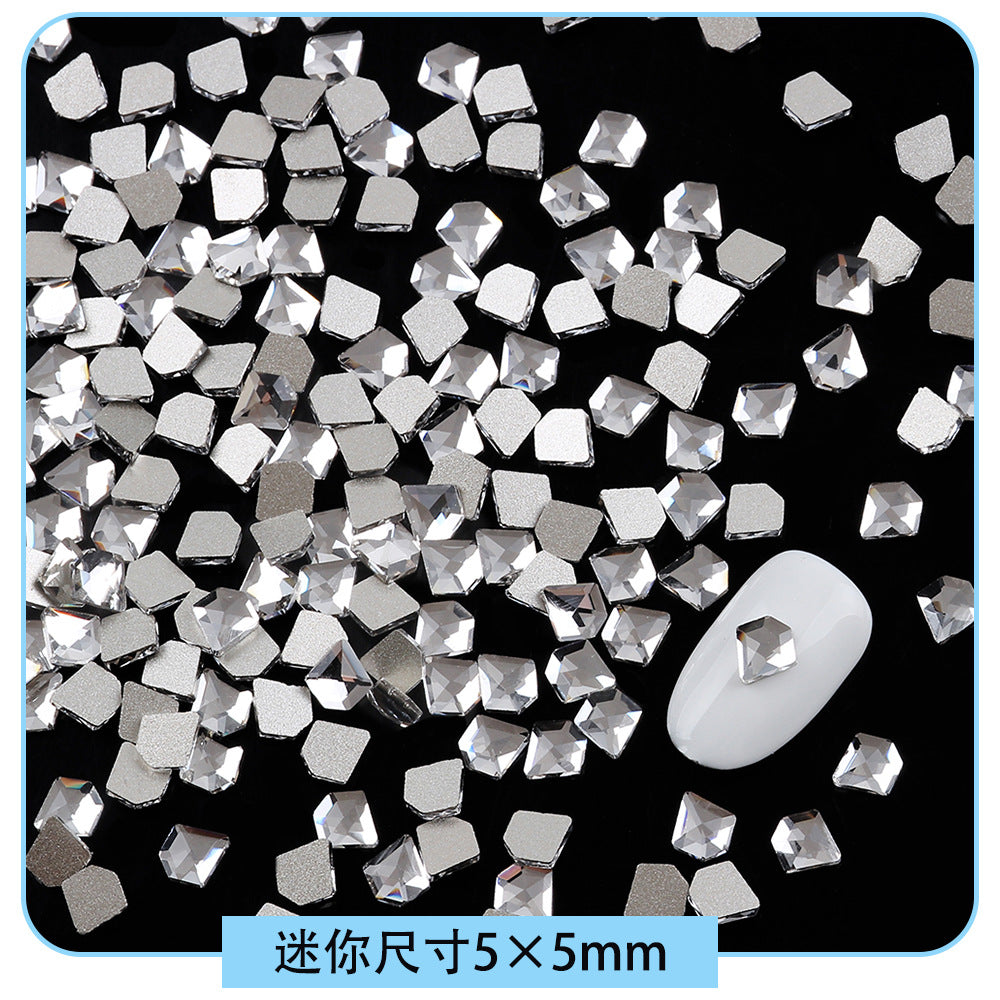 Mini Small Mixed Flatback Multi-Style Shaped Rhinestones Super Sparkle White Glass Nail Art Decorations