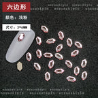 New hot-selling nail art rhinestones, light pink gold base, flat bottom, irregular shape, marquise, teardrop glass rhinestones, DIY nail art accessories wholesale.