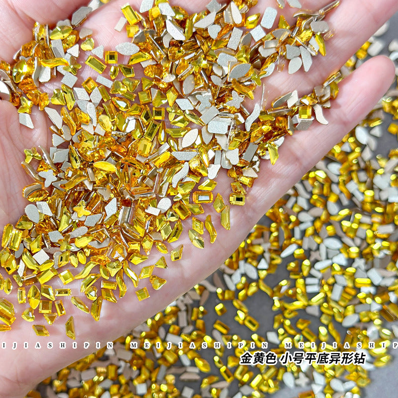 Small Golden Yellow Flatback Shaped Rhinestones Yellow Heart Butterfly Marquise Glass Crystal Nail Art Decorations Wholesale