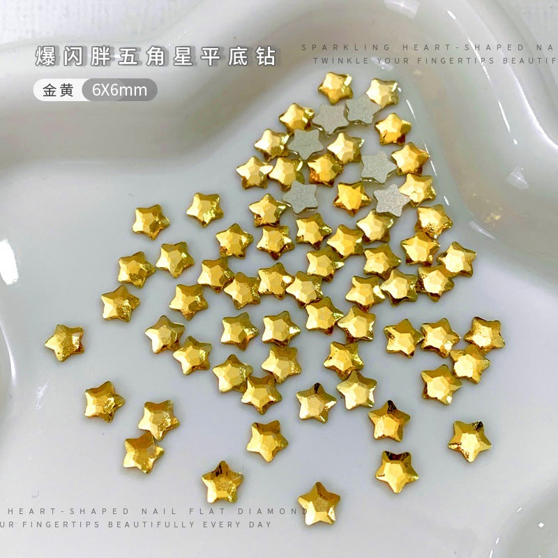 Small Golden Yellow Flatback Shaped Rhinestones Yellow Heart Butterfly Marquise Glass Crystal Nail Art Decorations Wholesale