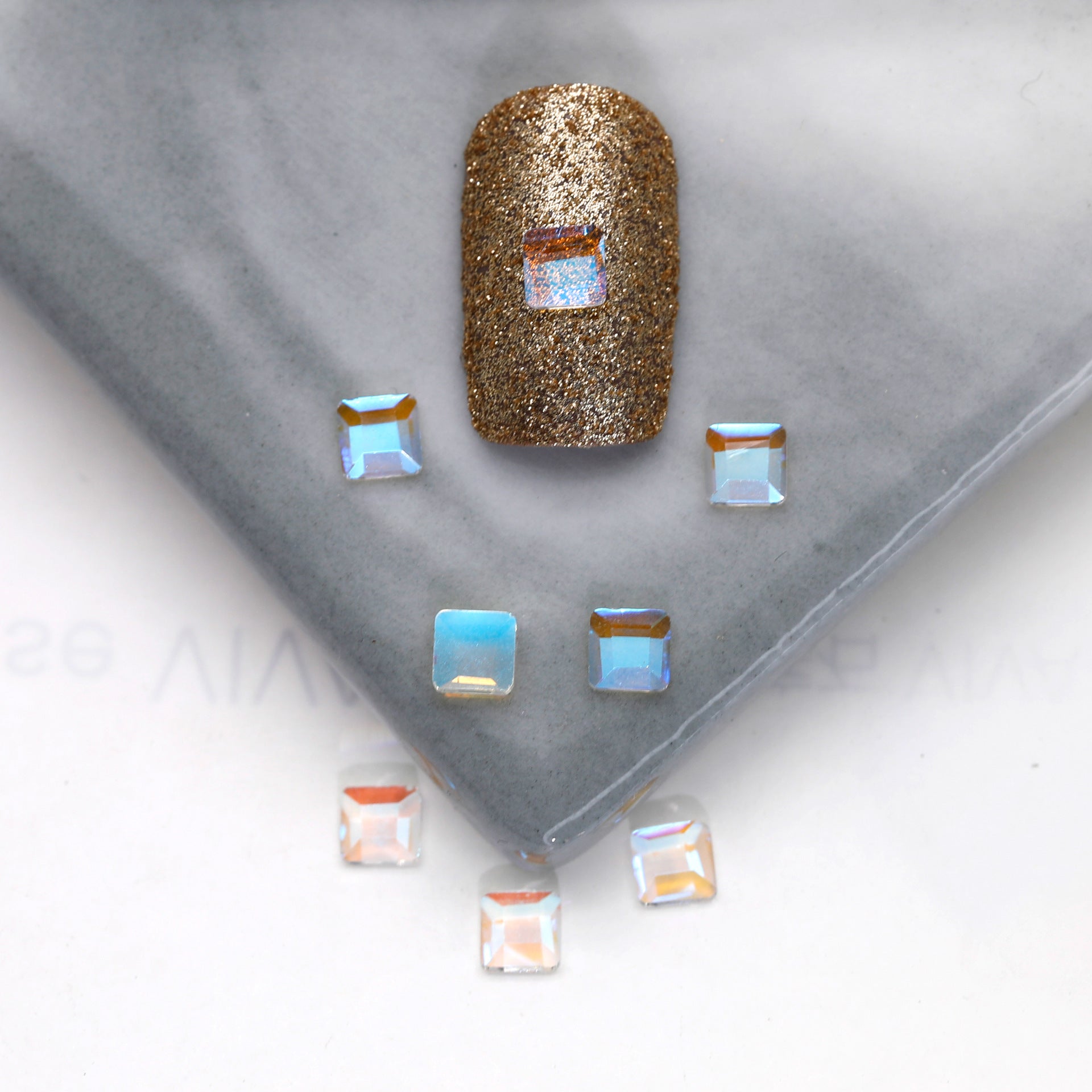 Factory Direct Wen Jingling Style Aurora Glass Stones Flatback Shaped Aurora Transparent Rhinestones Nail Art Accessories