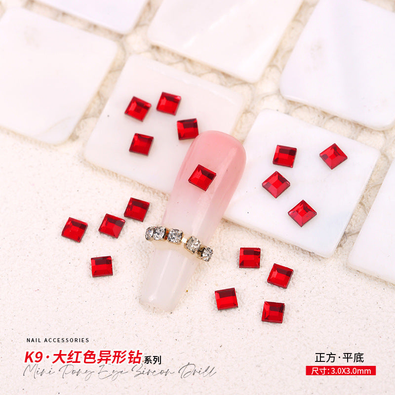 Red Small Flatback Shaped Rhinestones: Heart, Teardrop, Butterfly, Marquise | Christmas & New Year Nail Art Glass Ornaments | Factory Wholesale