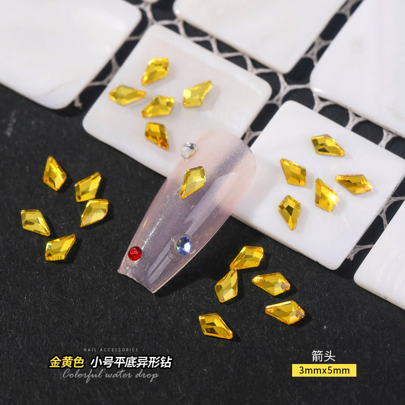 Small Golden Yellow Flatback Shaped Rhinestones Yellow Heart Butterfly Marquise Glass Crystal Nail Art Decorations Wholesale