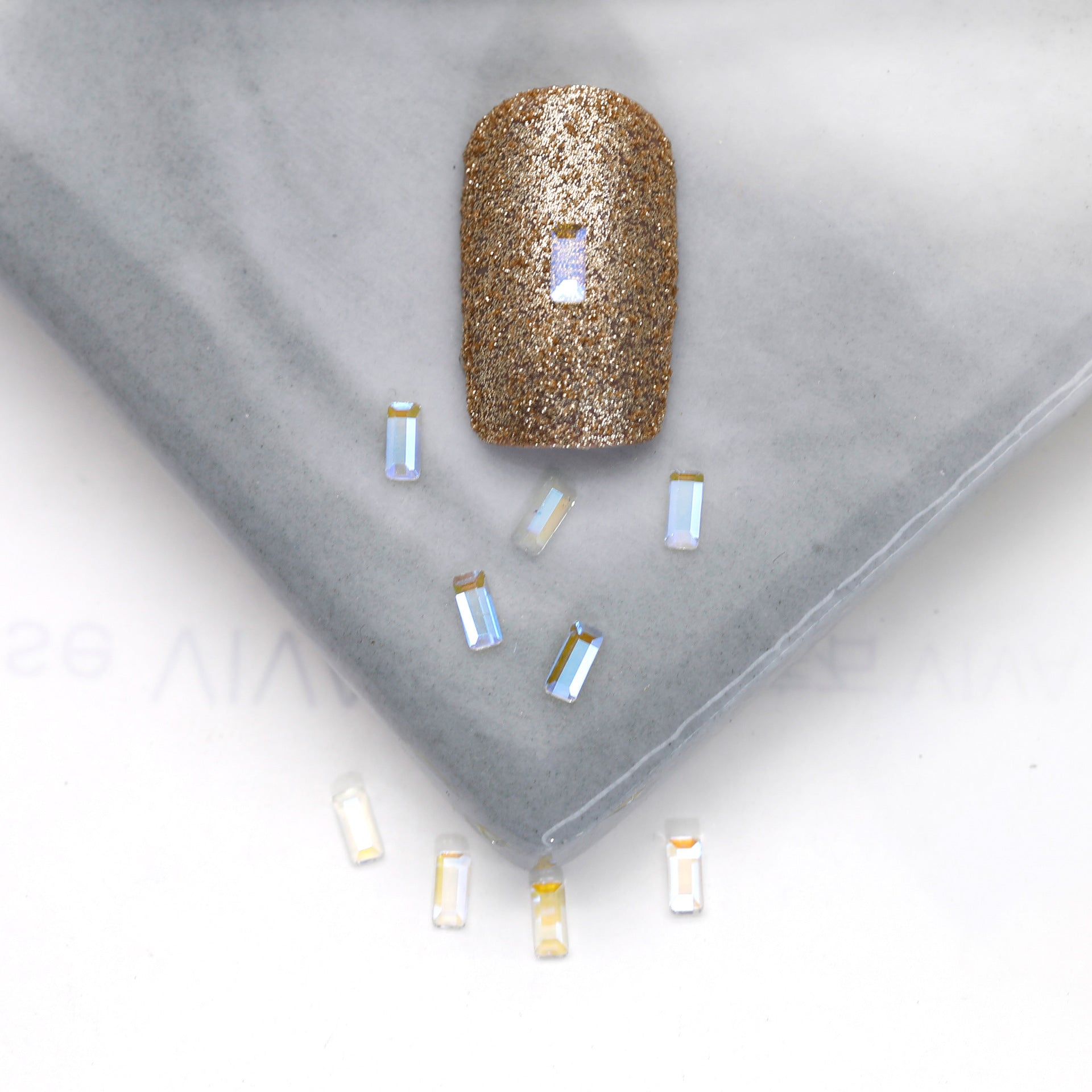 Factory Direct Wen Jingling Style Aurora Glass Stones Flatback Shaped Aurora Transparent Rhinestones Nail Art Accessories