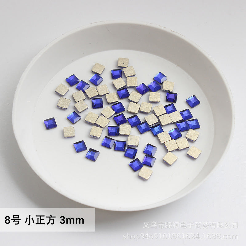 Flatback Shaped Rhinestones Series Deep Blue Colorful Nail Art Decorations Royal Blue Flatback Nail Rhinestones Wholesale Price
