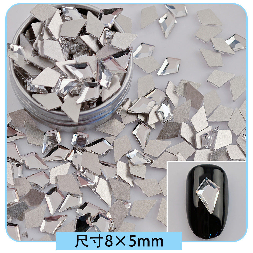 Mini Small Mixed Flatback Multi-Style Shaped Rhinestones Super Sparkle White Glass Nail Art Decorations