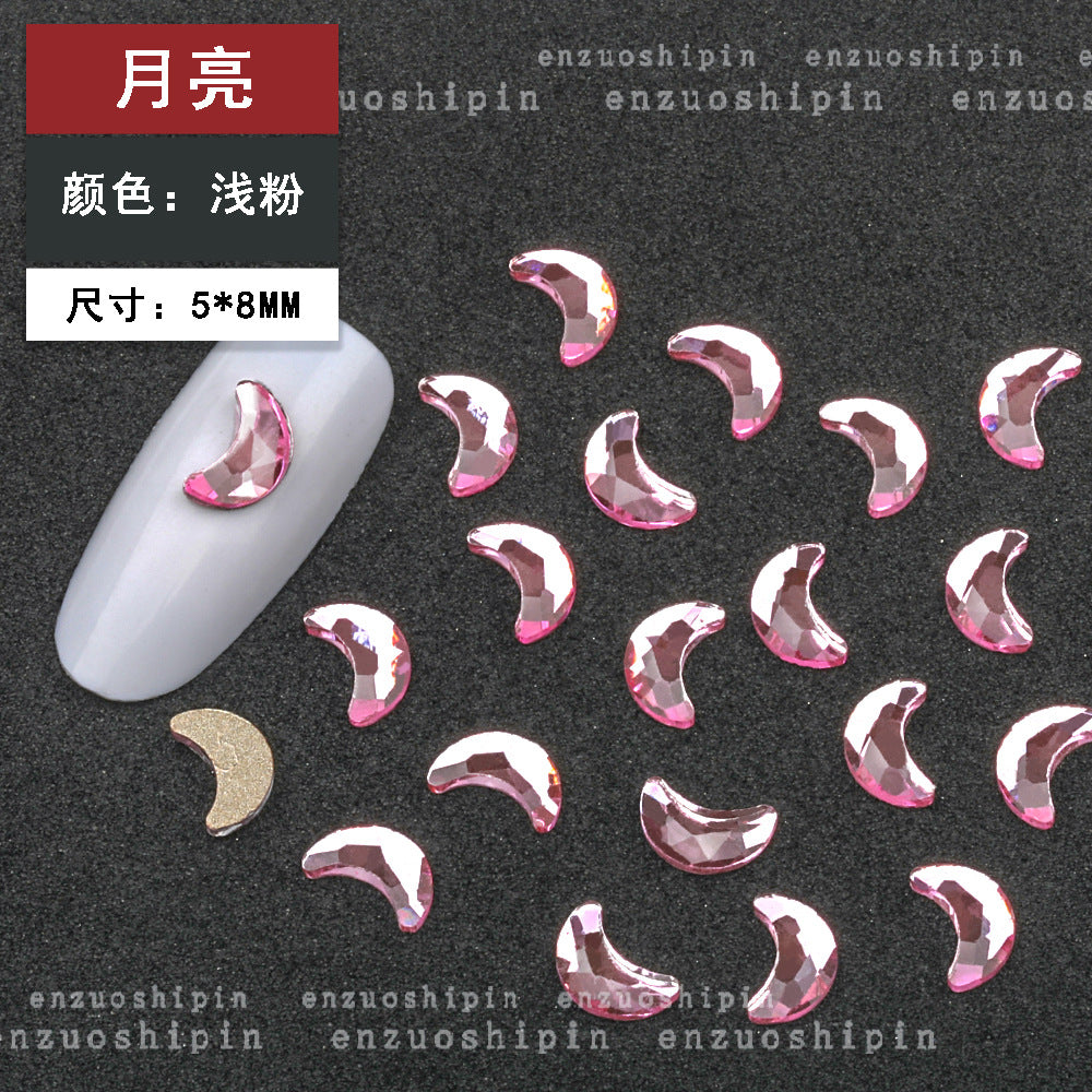 New Hot-Selling Light Pink Gold Base Flatback Shaped Marquise Teardrop Glass Rhinestones DIY Nail Art Accessories Wholesale