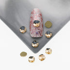 Cross-Border Supply Gold Champagne Flatback Shaped Nail Art Rhinestones Super Sparkle Gel Polish Adhesive Stones Non-Fading Base Color