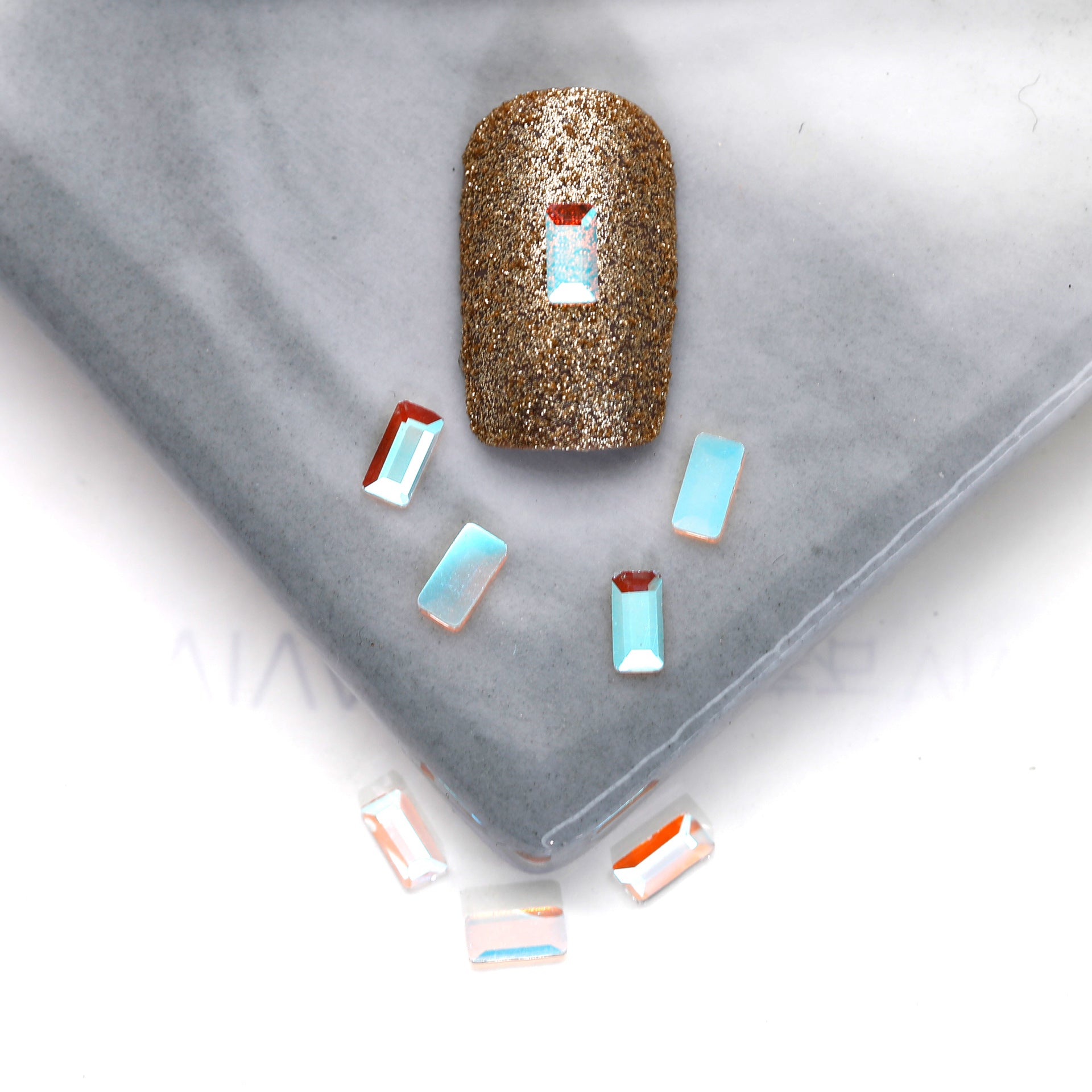 Factory Direct Wen Jingling Style Aurora Glass Stones Flatback Shaped Aurora Transparent Rhinestones Nail Art Accessories