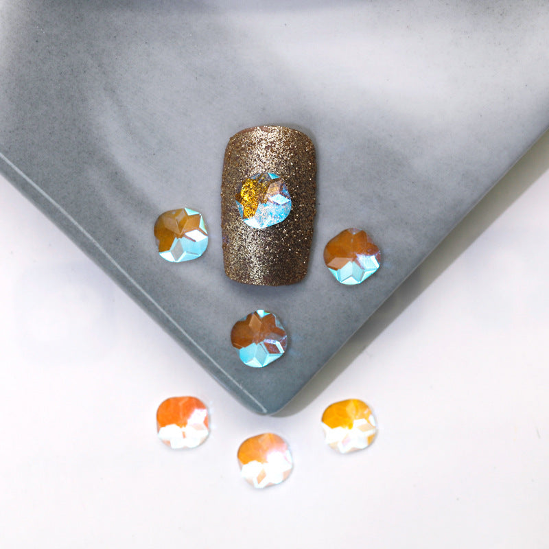 Factory Direct Wen Jingling Style Aurora Glass Stones Flatback Shaped Aurora Transparent Rhinestones Nail Art Accessories