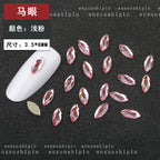 New hot-selling nail art rhinestones, light pink gold base, flat bottom, irregular shape, marquise, teardrop glass rhinestones, DIY nail art accessories wholesale.